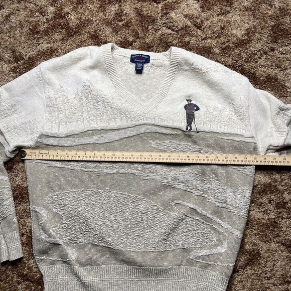 VINTAGE Sutter And Grant V Neck Sweater Adult Large Golfer Golfing Mens 90s - Picture 6 of 10